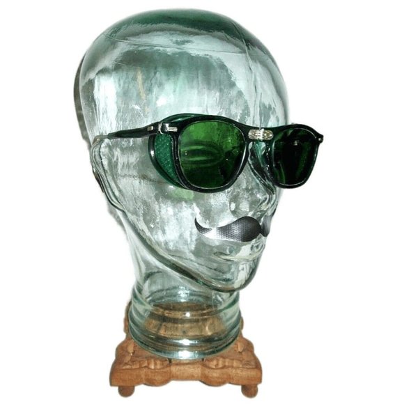 Antique Green Willson Contour Spec Goggles Sunglasses Vtg Old